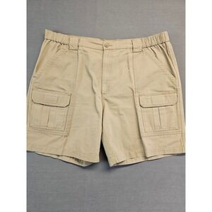 Savane Mens Khaki Cargo Shorts Size 40 Elastic Waist Cotton SA3950 Tan